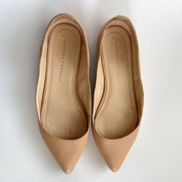 Loeffler Randall Milla Nude Scallop Pointed Toe Leather Flats - Picture 7 of 9